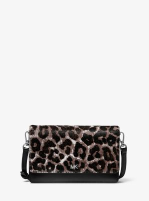 Leopard Calf Hair and Leather Convertible Crossbody Bag