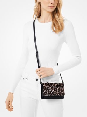 Leopard Calf Hair and Leather Convertible Crossbody Bag