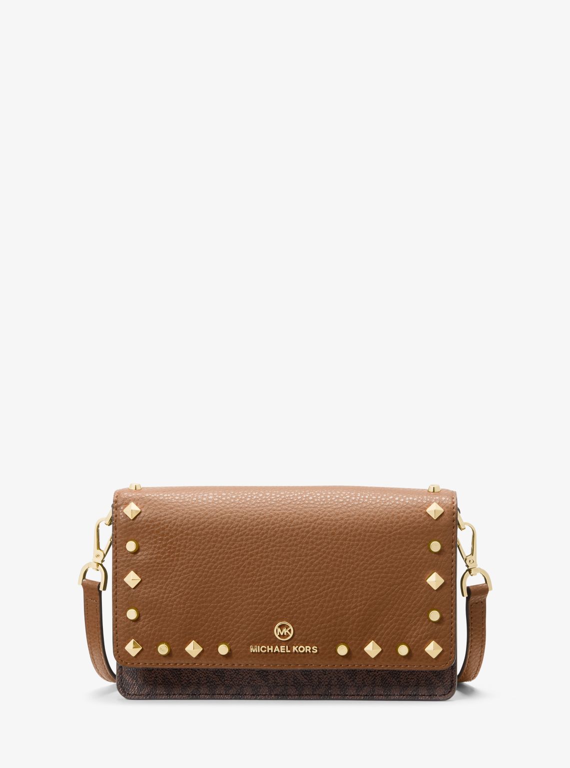 Jet Set Small Studded Faux Leather and Logo Smartphone Crossbody Bag