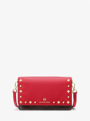 Jet Set Small Studded Faux Leather and Logo Smartphone Crossbody Bag