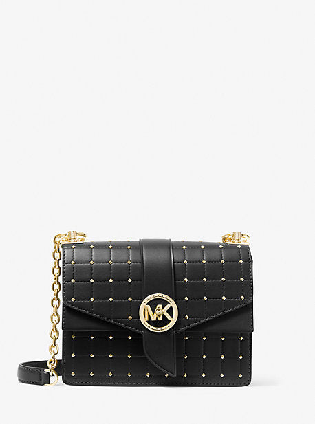Greenwich Small Studded Quilted Faux Leather Crossbody Bag