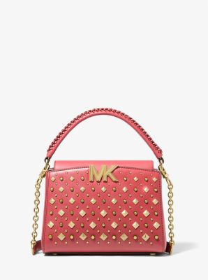 Michael kors pink deals and white striped purse