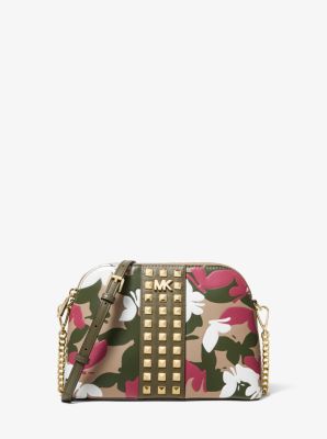 Large Butterfly Camo Leather Dome Crossbody