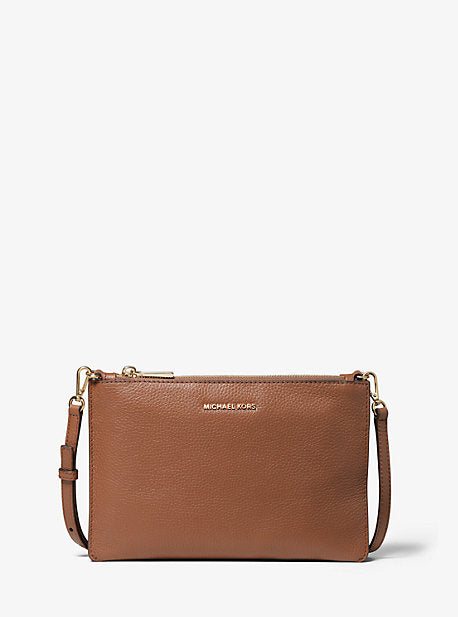 Large Pebbled Leather Double-Pouch Crossbody