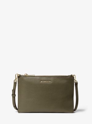 Large Pebbled Leather Double-Pouch Crossbody