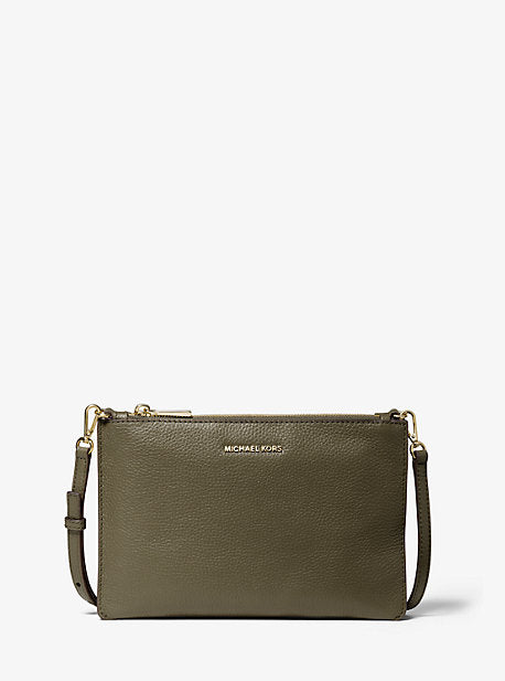 Large Pebbled Leather Double-Pouch Crossbody