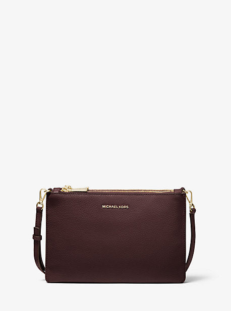 Large Pebbled Leather Double-Pouch Crossbody