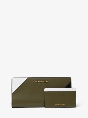 Large Tri-Color Leather Slim Wallet