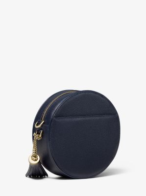 Logo Tape Pebbled Leather Canteen Crossbody Bag