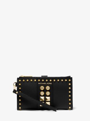 Adele Studded Saffiano Leather Smartphone Wallet