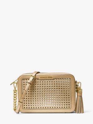 Michael kors ginny metallic leather crossbody hotsell