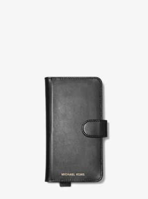 Embellished Leather Hand-Strap Folio Case For iPhone XS Max