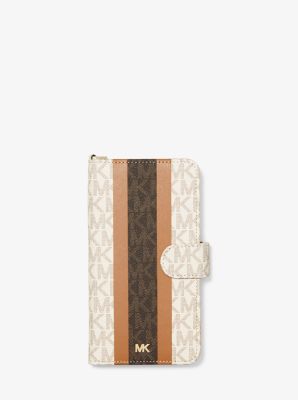 Logo Stripe Wristlet Folio Case For iPhone XS Max