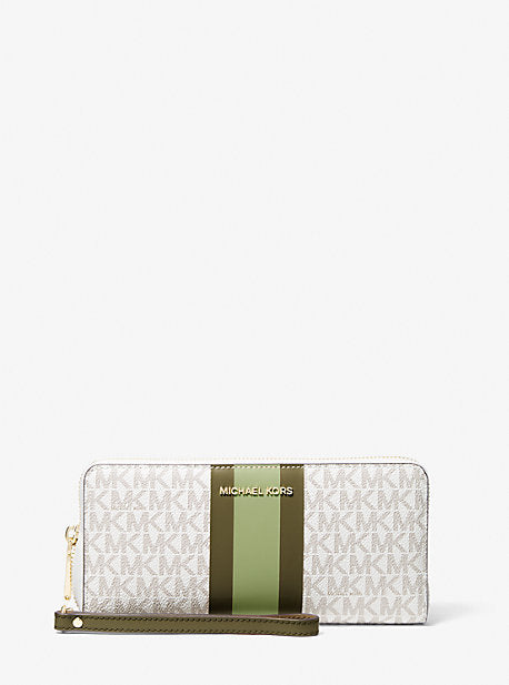 Logo Stripe Continental Wristlet