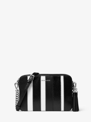 Ginny Medium Striped Leather Crossbody Bag