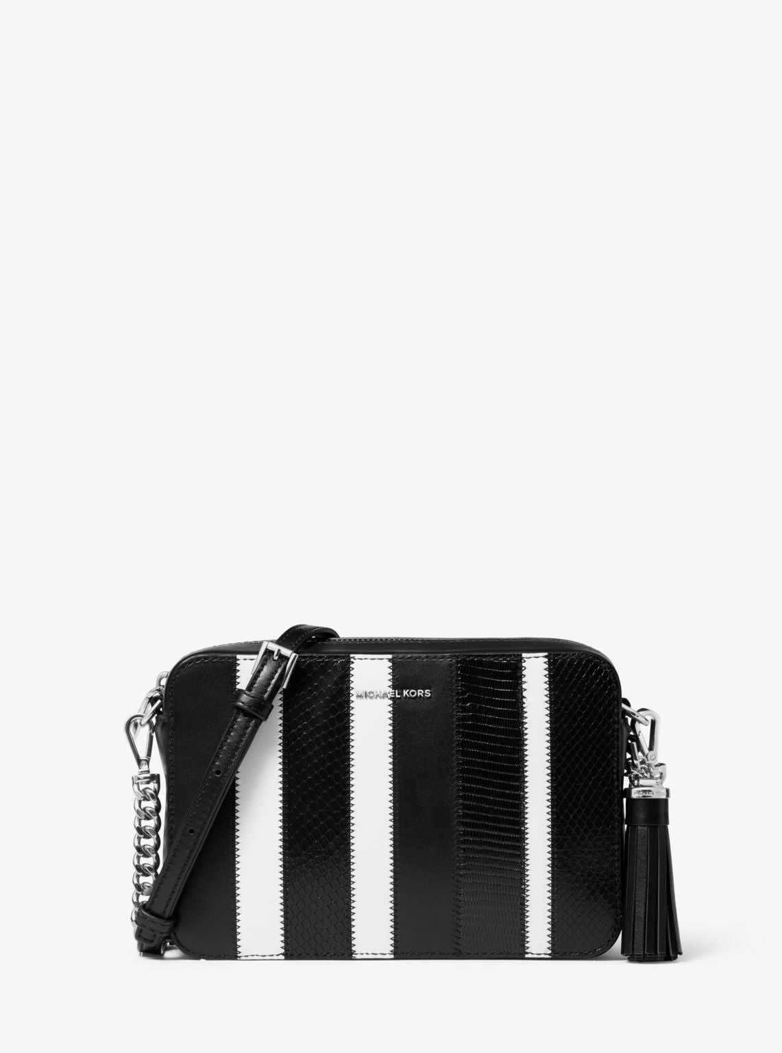 Ginny Medium Striped Leather Crossbody Bag