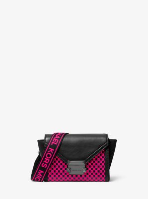 Whitney Mini Neon Checkerboard Logo Leather Convertible Crossbody Bag