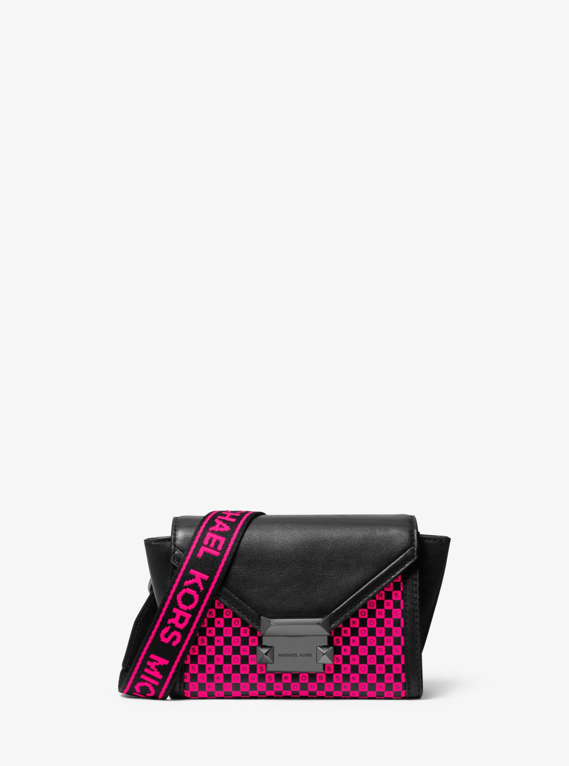 Whitney Mini Neon Checkerboard Logo Leather Convertible Crossbody Bag