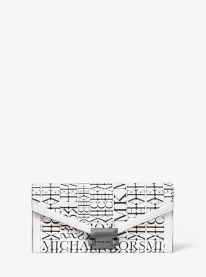 Whitney Large Newsprint Logo Leather Chain Wallet