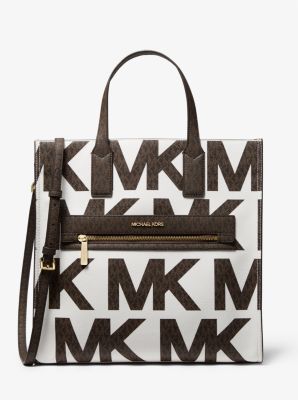 MICHAEL KORS KENLY Large Graphic Logo Tote Back Brown Green Coated Canvas  Bag $41.00 - PicClick