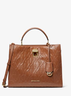 Penelope Python Embossed Faux Leather Satchel