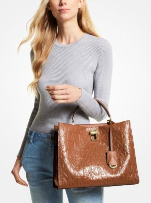Penelope Python Embossed Faux Leather Satchel