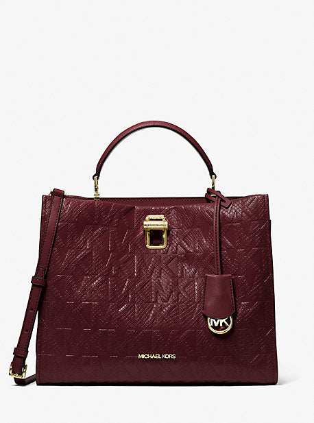 Penelope Python Embossed Faux Leather Satchel