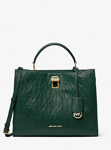 Penelope Python Embossed Faux Leather Satchel