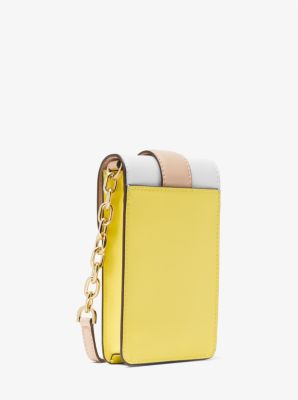 Michael Kors Leather Hudson LG Phone Case /Clutch/ Crossbody Vint Yellow  Final!