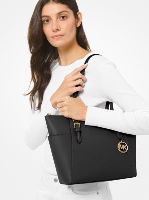 Charlotte Large Saffiano Leather Top-Zip Tote Bag