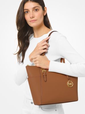 Charlotte Large Saffiano Leather Top-Zip Tote Bag