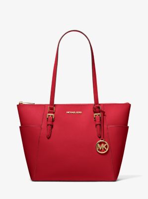 Charlotte Large Saffiano Leather Top-Zip Tote Bag