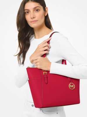 MK Charlotte Large Saffiano Leather Top-Zip Tote Bag – Vero's Fashion Closet