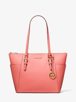 Charlotte Large Saffiano Leather Top-Zip Tote Bag