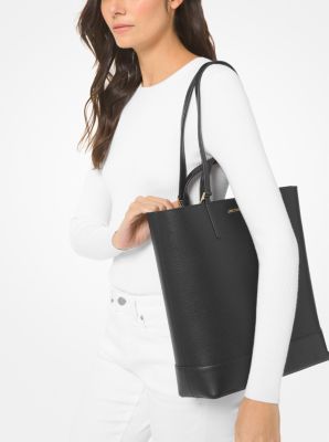 Kelli Large Two-Tone Pebbled Leather Tote Bag