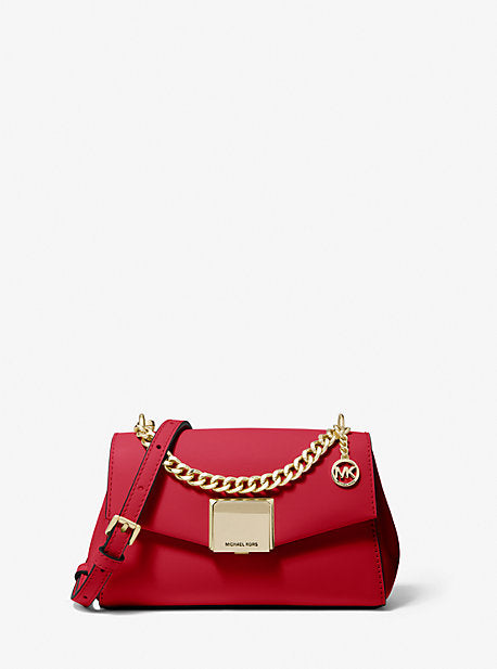 Michael Kors Leather Crossbody Bag, Small, Red With Gold Hardware