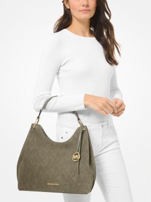 Michael Kors Joan Large Perforated Suede Leather Slouchy Messenger Han