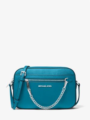 Mint Michael Kors Jet Set Emmy Saffiano Leather Crossbody Bag Blue Large