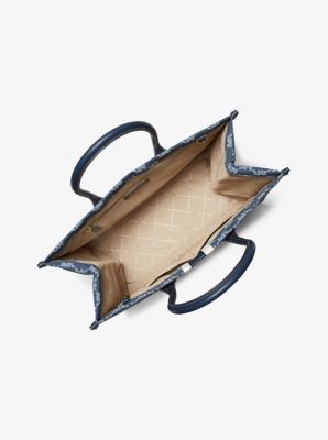 Mirella Large Striped Logo Jacquard Tote Bag