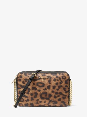 Jet Set Large Leopard Print Canvas Crossbody Michael Kors Pre Loved