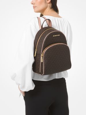 Abbey Medium Logo and Pebbled Leather Backpack